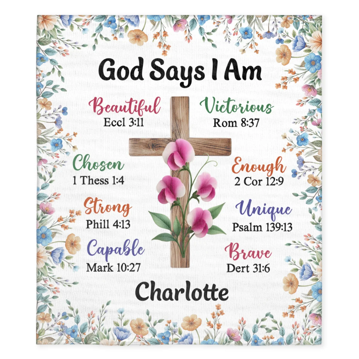 God Says I Am - Personalized Custom Fleece Blanket - Image 6