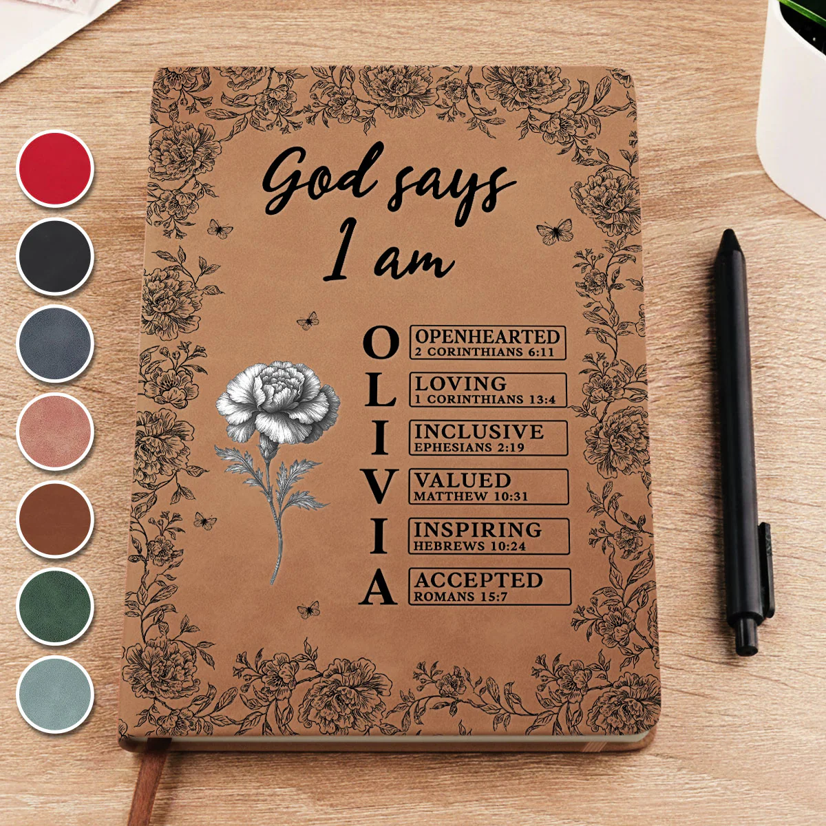 God Says I Am - Personalized Custom Leather Journal