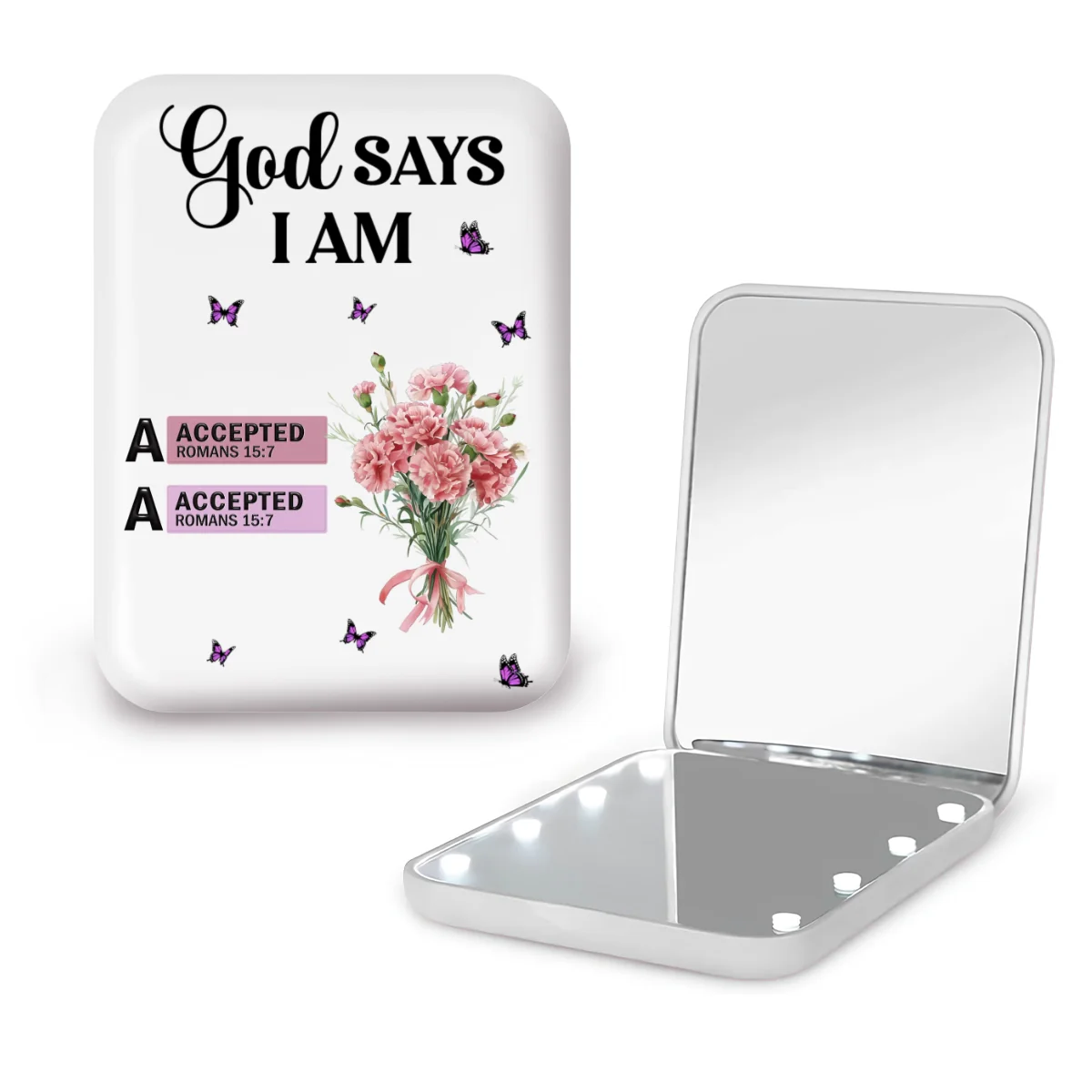 God Says I Am - Personalized Custom LED Pocket Mirror - Image 9