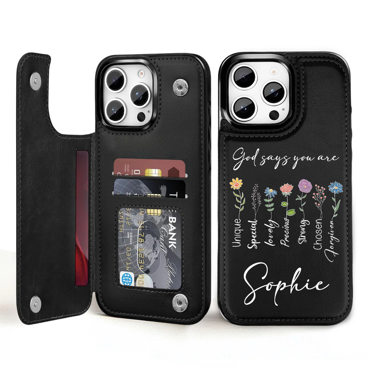 God Says You Are - Personalized Custom Leather Phone Case