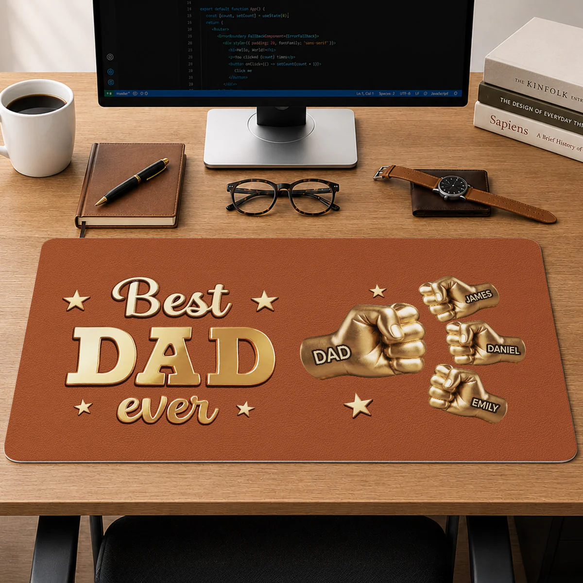 Gold Best Dad - Personalized Custom Desk Mat