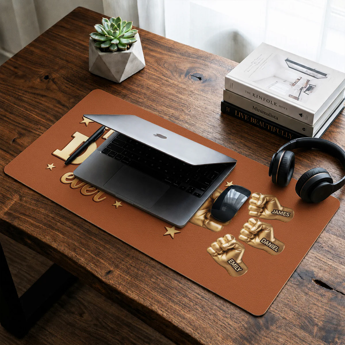 Gold Best Dad - Personalized Custom Desk Mat - Image 3