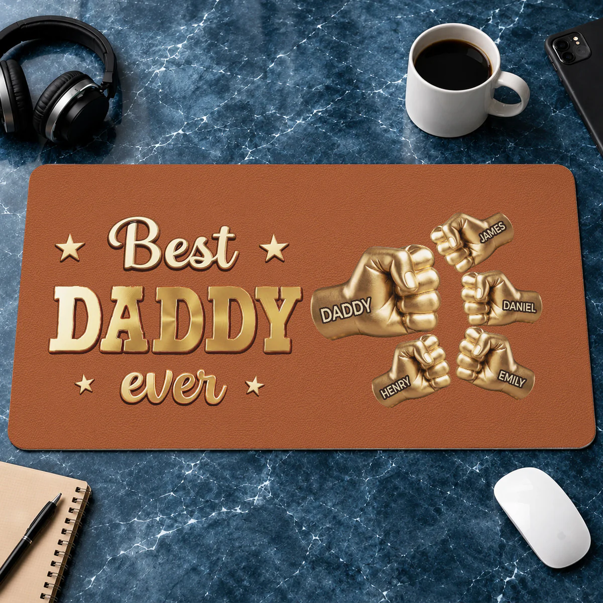 Gold Best Dad - Personalized Custom Desk Mat - Image 6