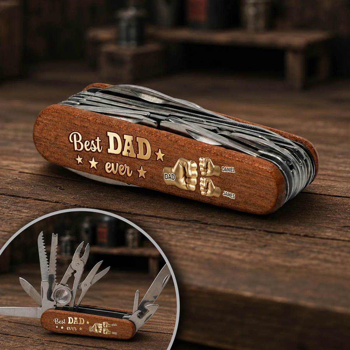 Gold Best Dad - Personalized Custom Pocket Multi Tool
