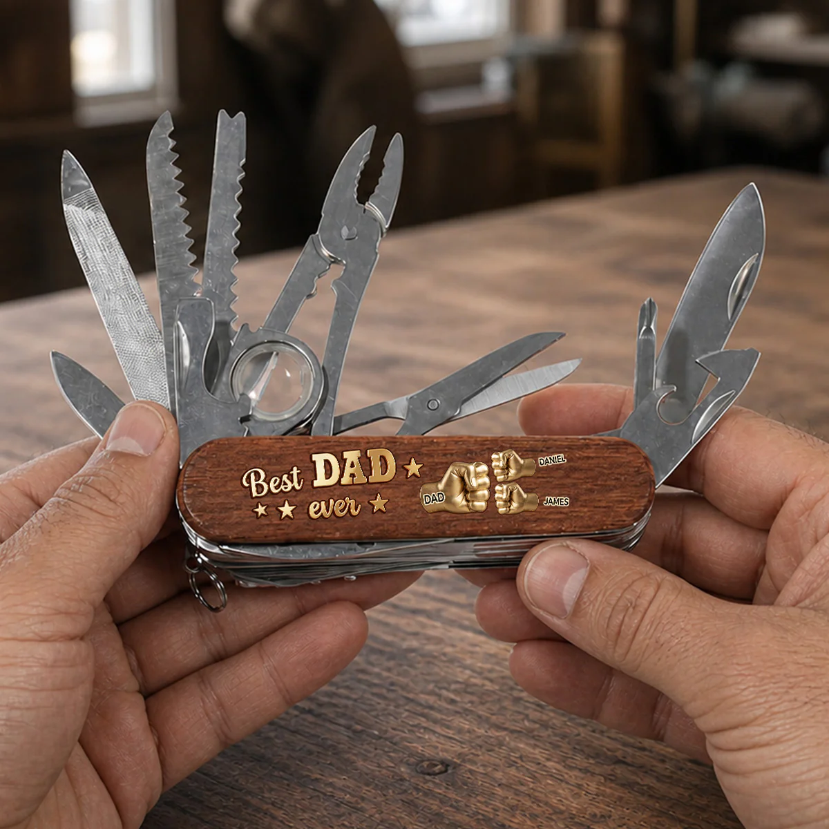 Gold Best Dad - Personalized Custom Pocket Multi Tool - Image 2