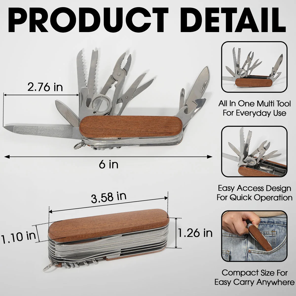 Gold Best Dad - Personalized Custom Pocket Multi Tool - Image 6