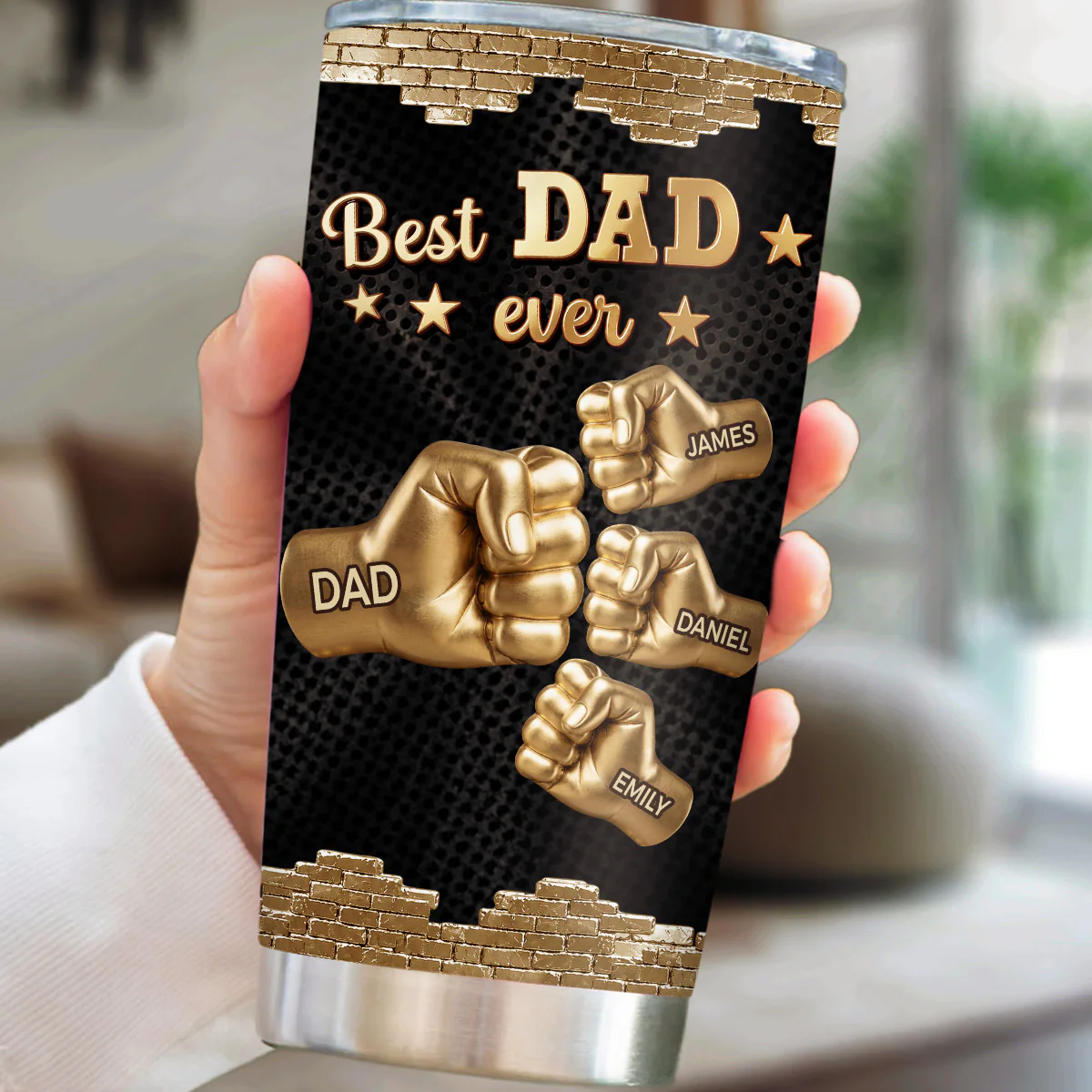 Gold Best Dad - Personalized Custom Tumbler - Image 2
