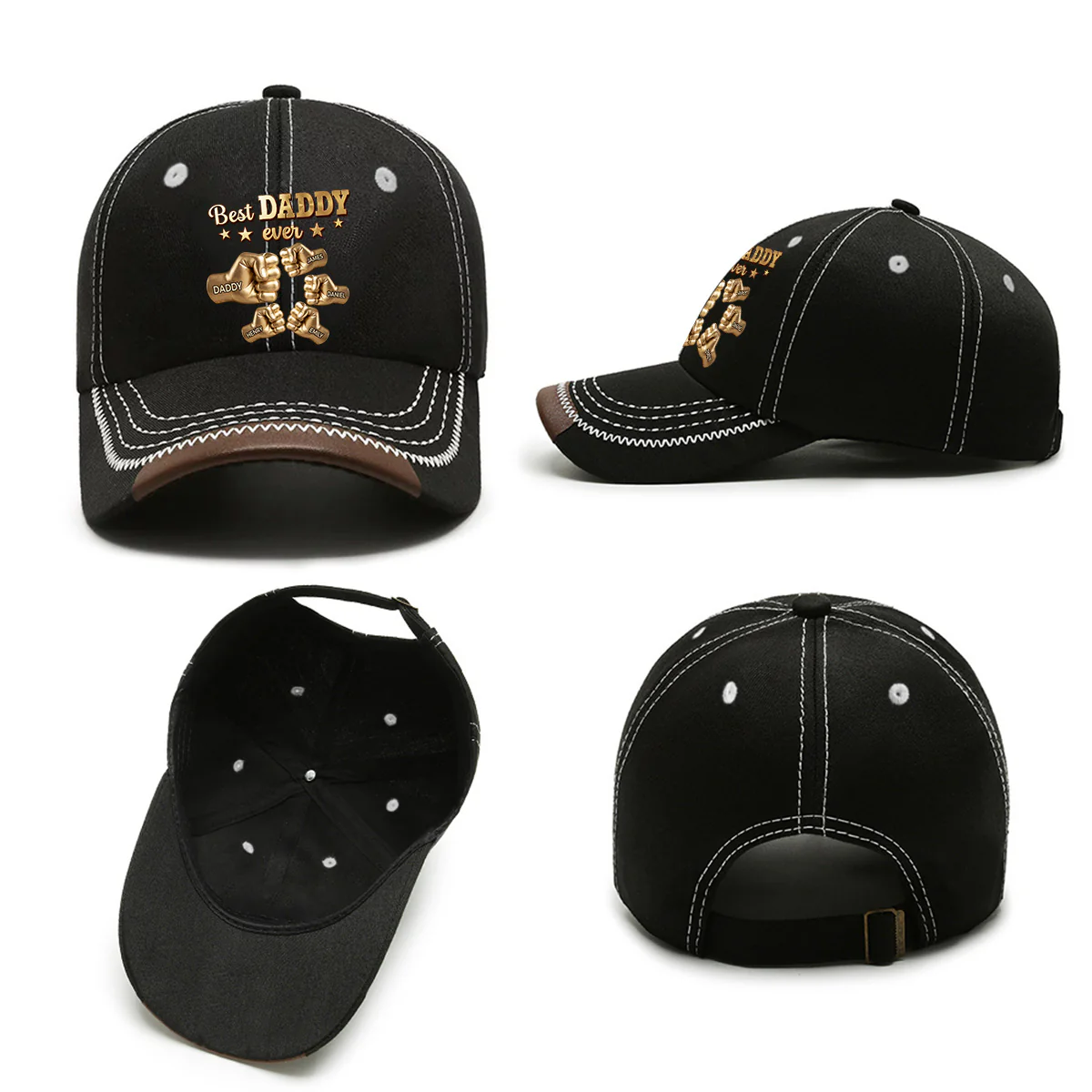 Gold Best Dad - Personalized Custom Vintage Soft Baseball Cap - Image 6