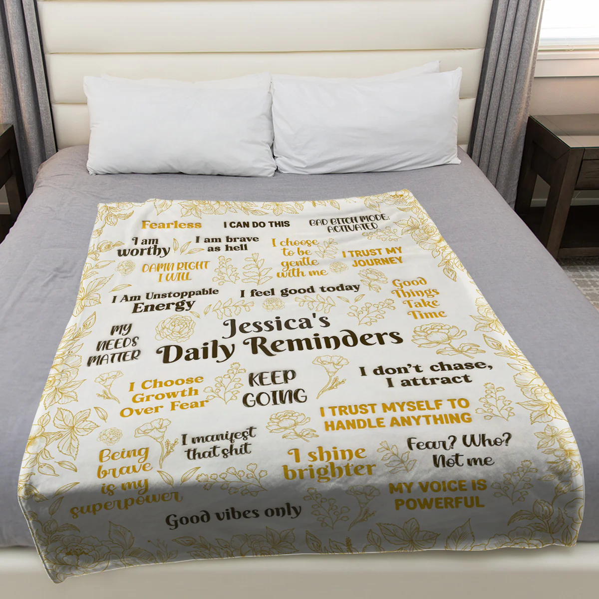 Gold Daily Reminder - Personalized Custom Fleece Blanket - Image 3