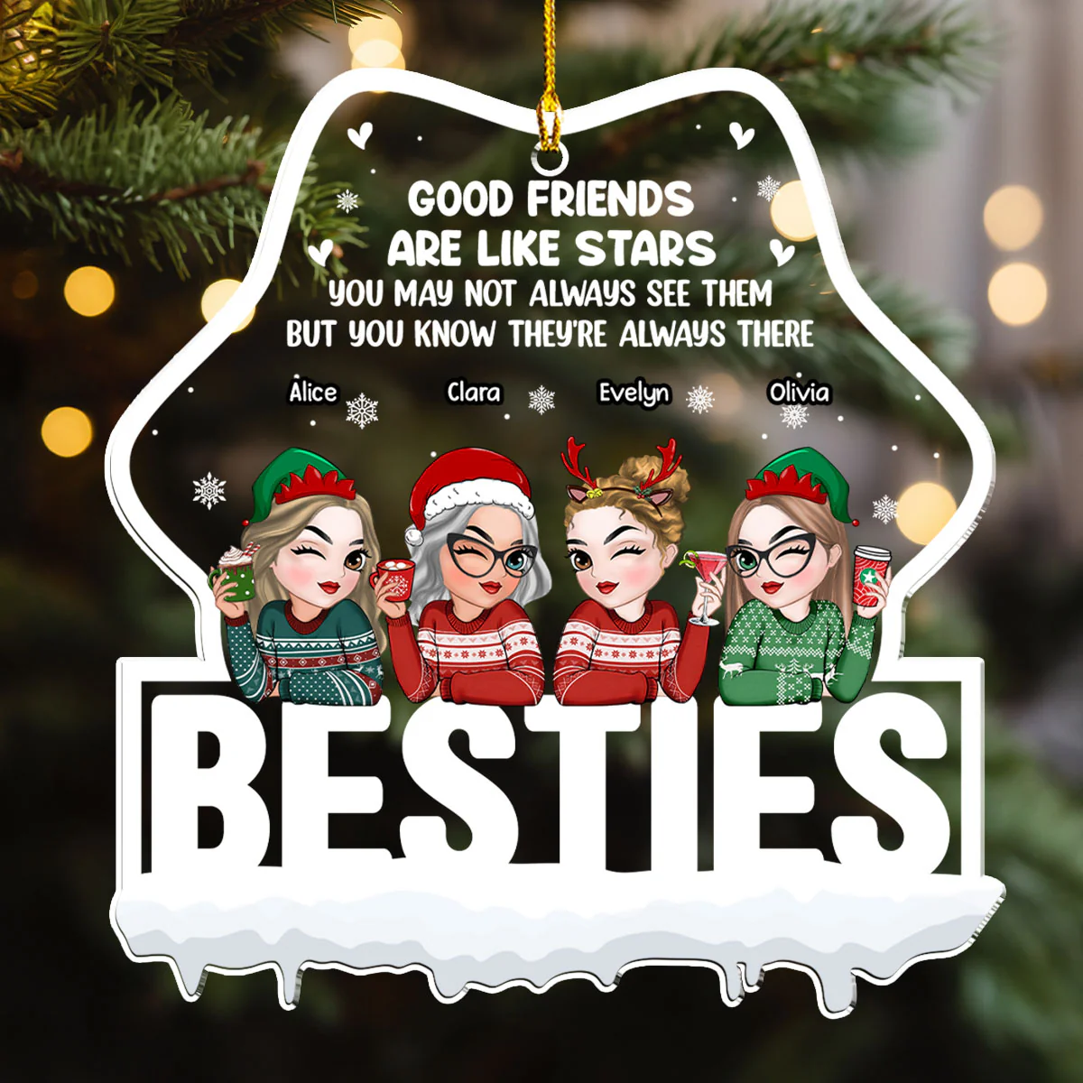Good Friends Are Always There - Personalized Custom Acrylic Ornament - Image 3