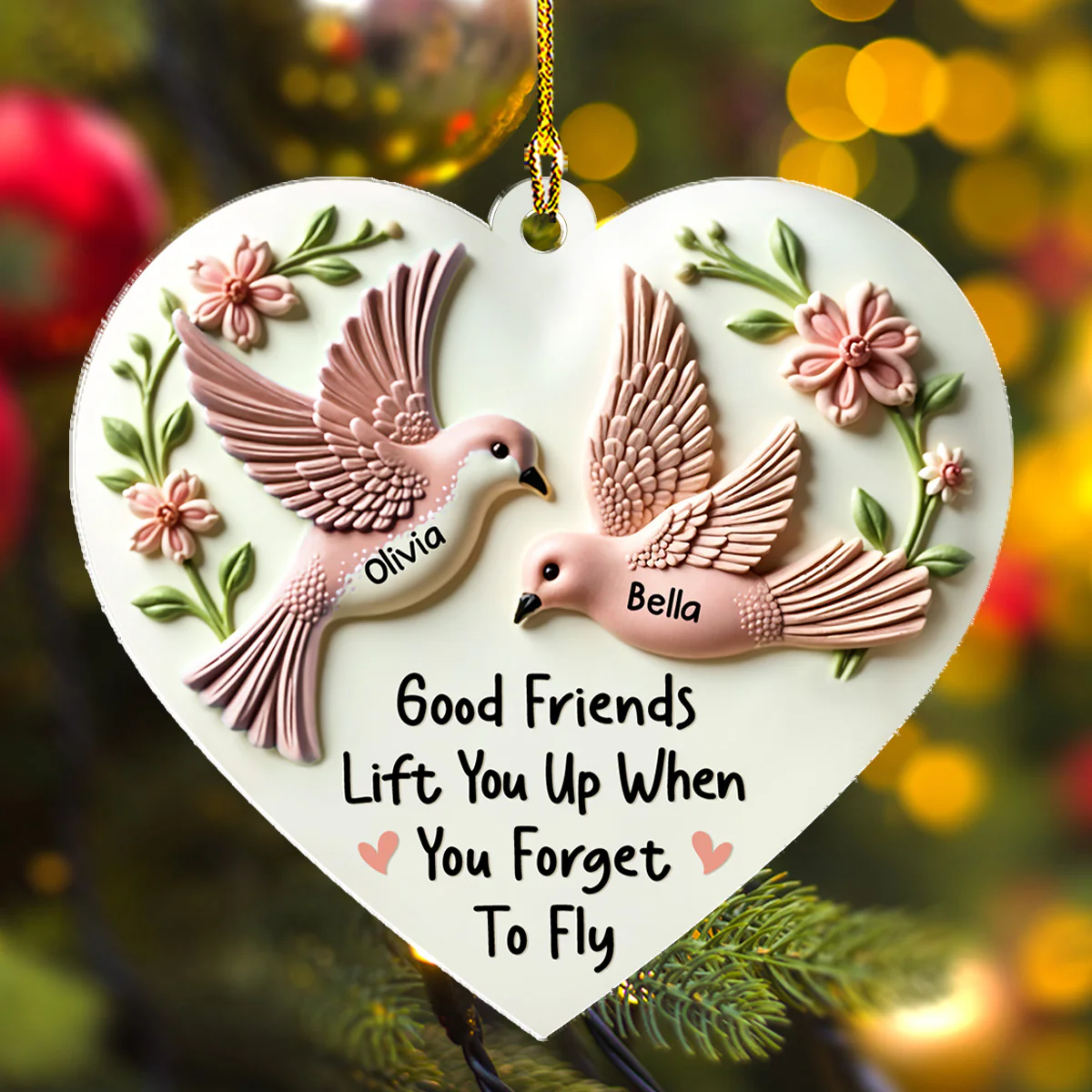 Good Friends Lift You Up - Personalized Custom 3D Inflated Effect Acrylic Ornament - Image 2