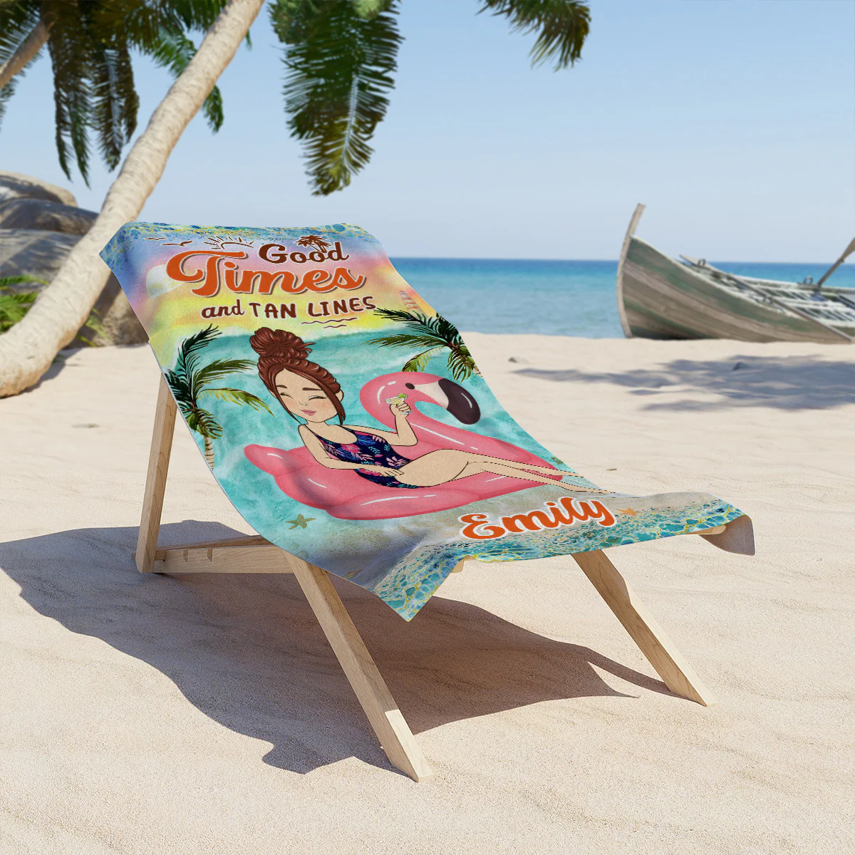 Good Times And Tan Lines - Personalized Custom Beach Towel - Image 2