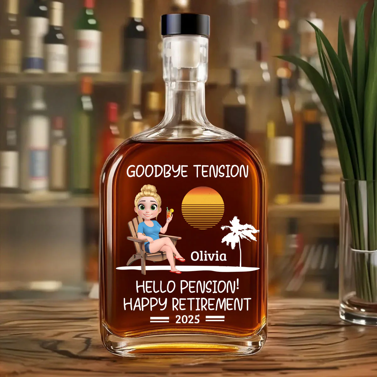 Goodbye Office Hello Freedom - Personalized Custom Spirits Decanter - Image 3