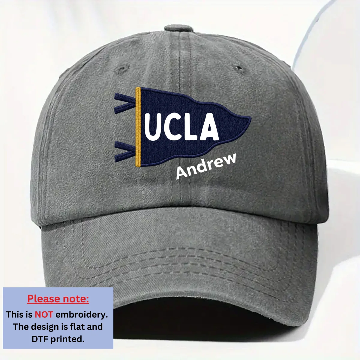 Grad Mood Pennant Flag - Personalized Custom Vintage Washed Denim Cap - Image 7