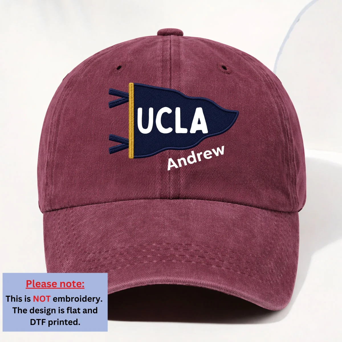 Grad Mood Pennant Flag - Personalized Custom Vintage Washed Denim Cap - Image 9