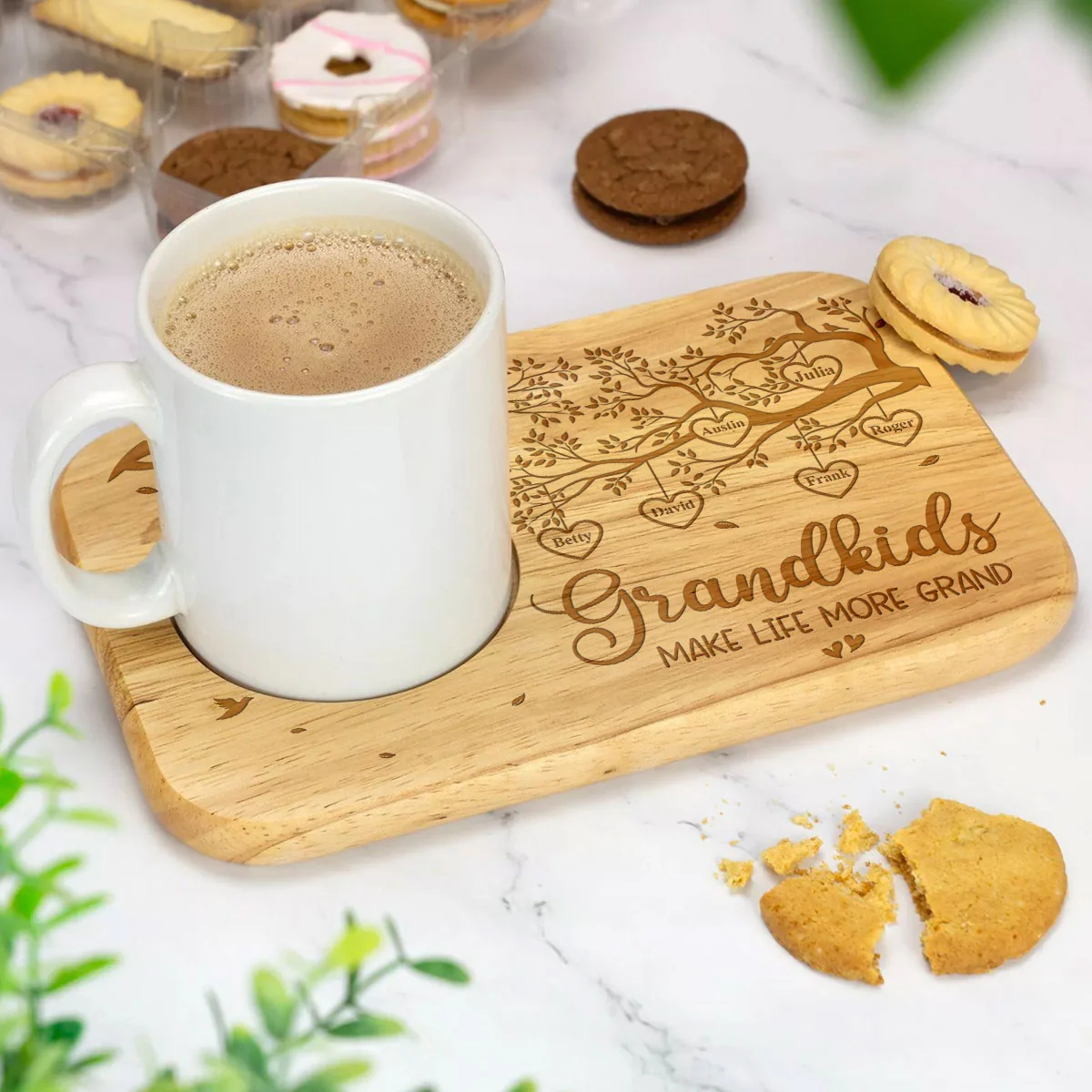 Grandchildren Make Life More Grand - Personalized Custom Wooden Treat Board - Image 2