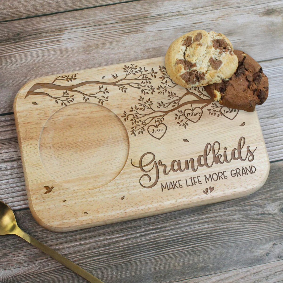 Grandchildren Make Life More Grand - Personalized Custom Wooden Treat Board - Image 6