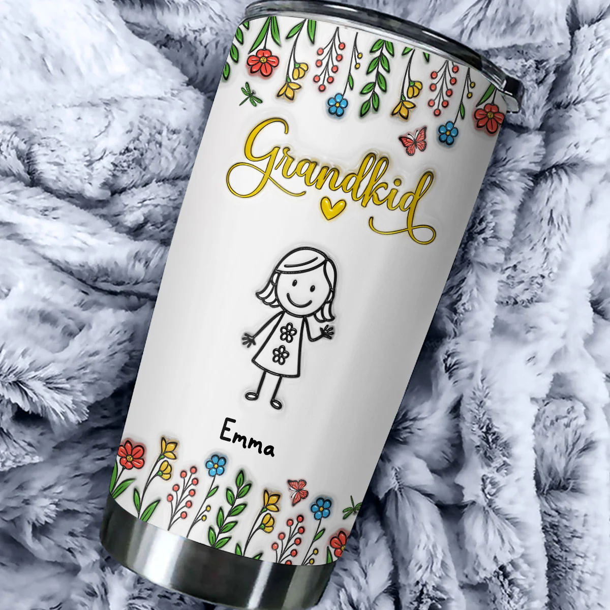 Grandkids Lover - Personalized Custom 3D Inflated Effect Tumbler - Image 2