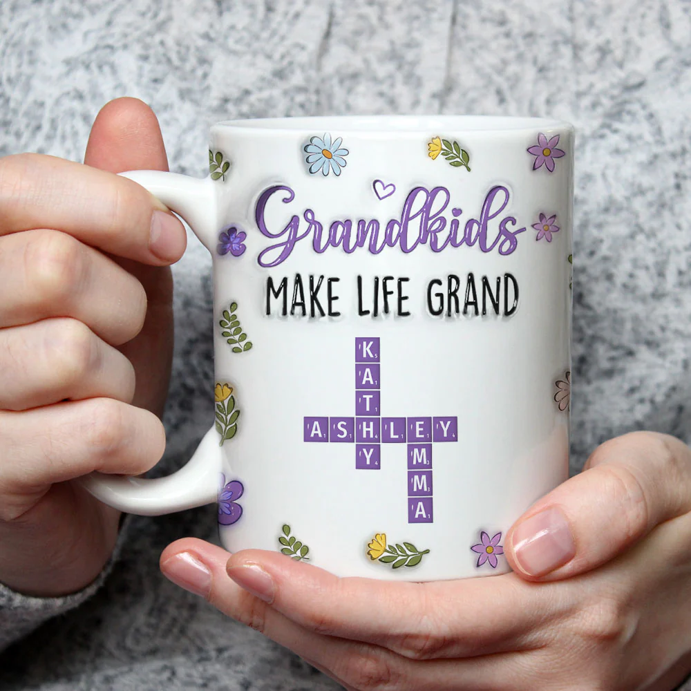 Grandkids Make Life Grand Crossword Puzzle - Personalized Custom 3D Inflated Effect Mug - Image 3