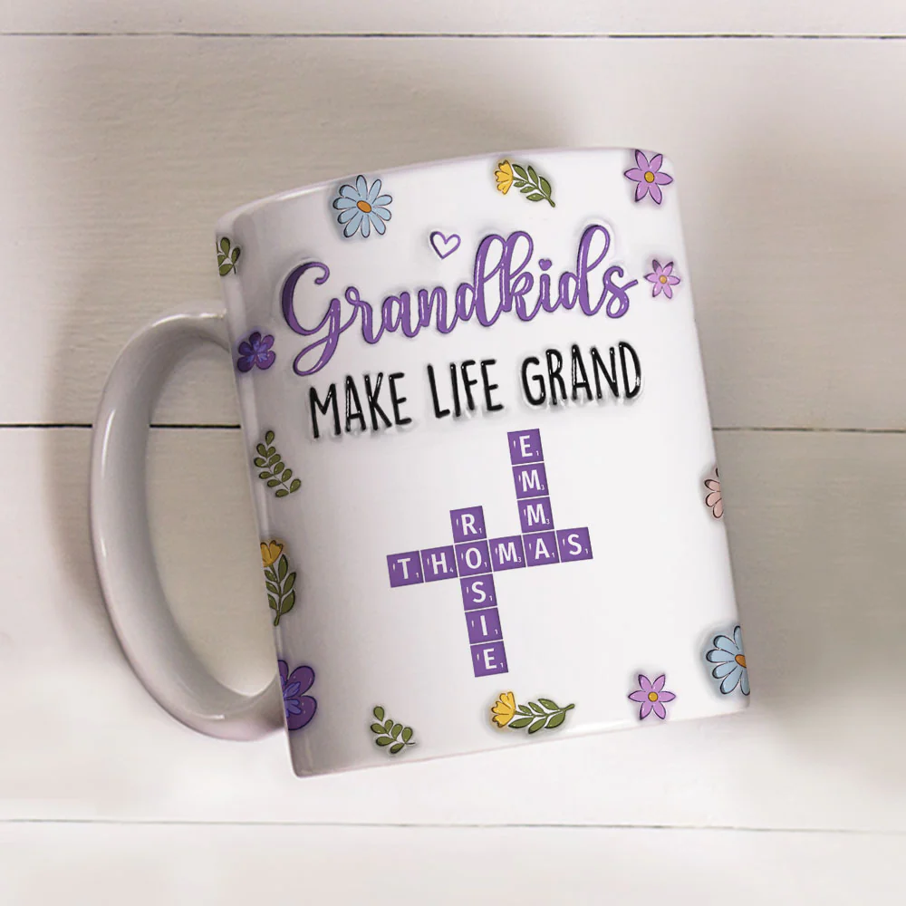 Grandkids Make Life Grand Crossword Puzzle - Personalized Custom 3D Inflated Effect Mug - Image 4
