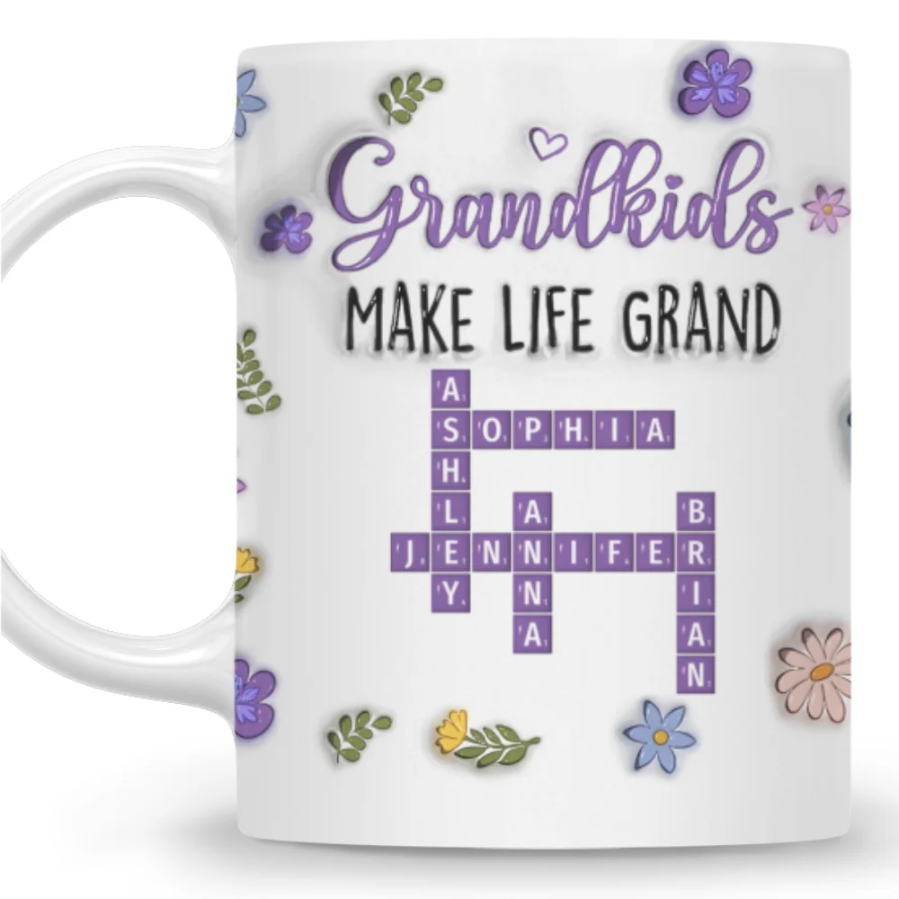 Grandkids Make Life Grand Crossword Puzzle - Personalized Custom 3D Inflated Effect Mug - Image 6