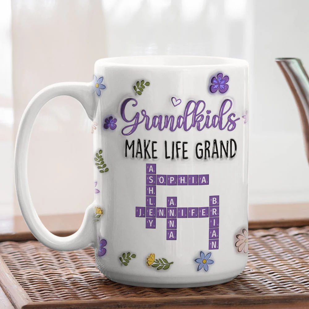 Grandkids Make Life Grand Crossword Puzzle - Personalized Custom 3D Inflated Effect Mug - Image 7