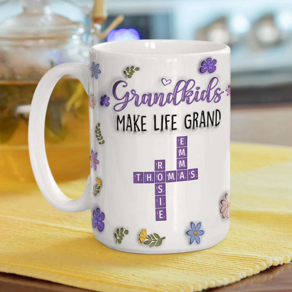 Grandkids Make Life Grand Crossword Puzzle - Personalized Custom 3D Inflated Effect Mug - Image 9