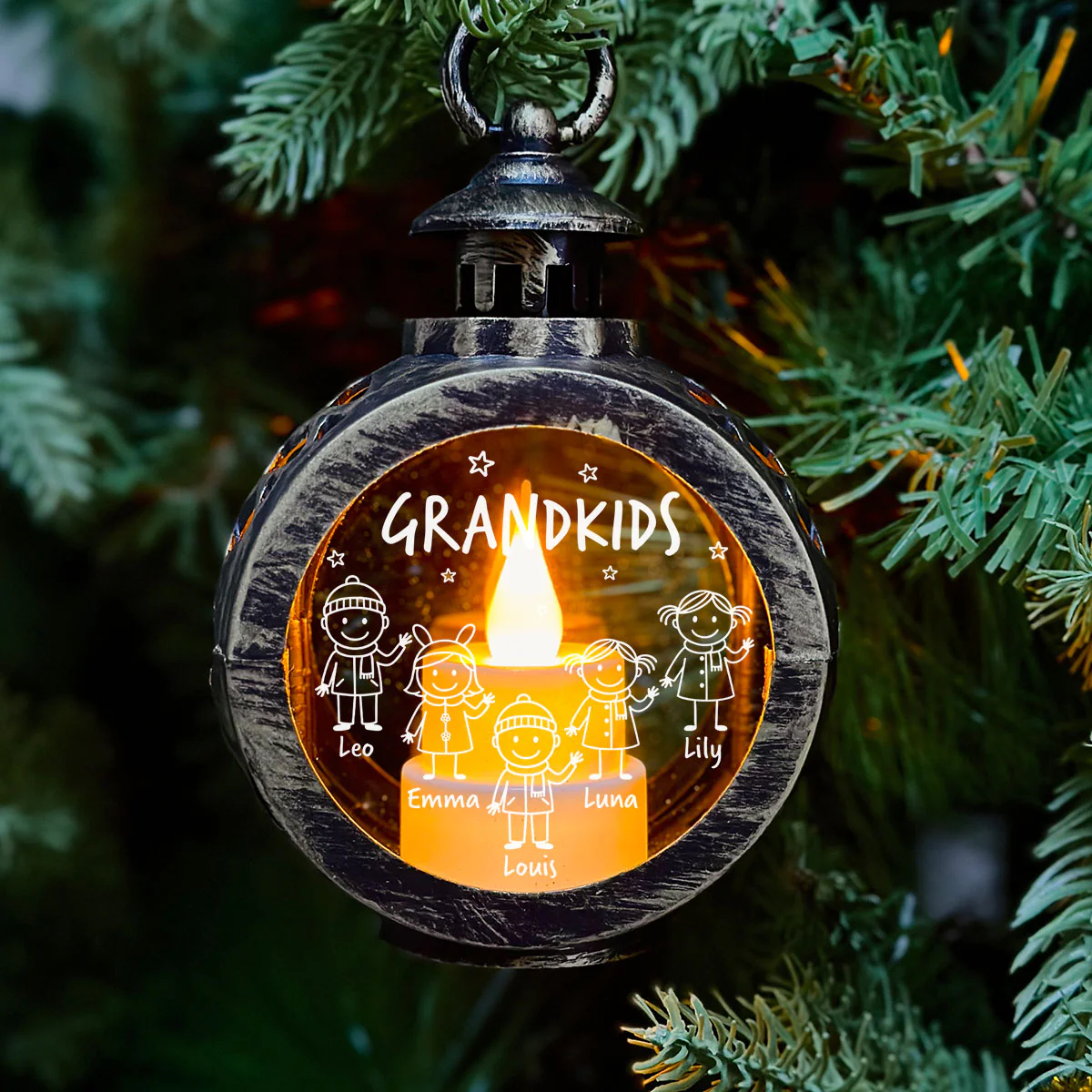 Grandkids Make Life Grand - Personalized Custom Christmas Lantern - Image 2
