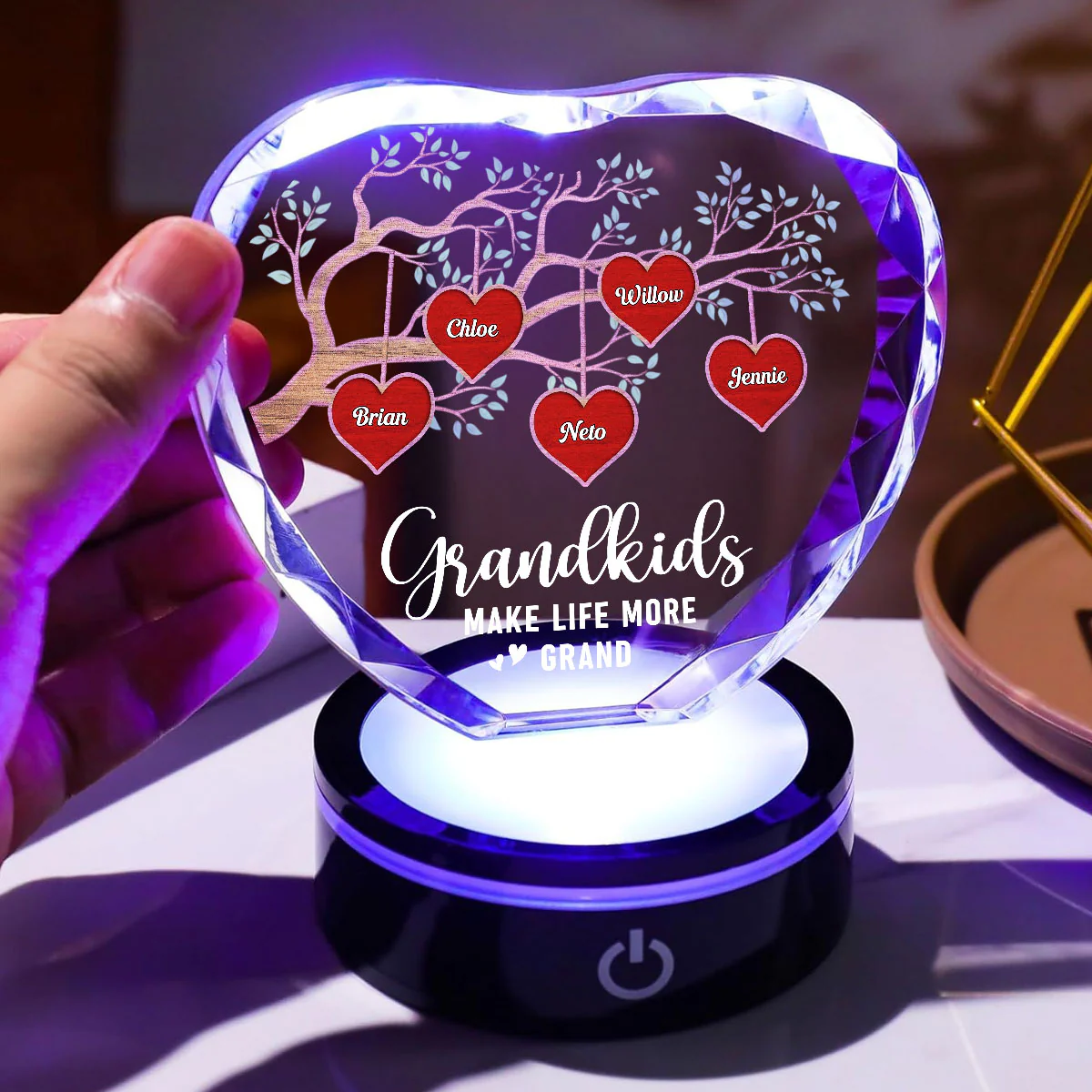 Grandkids Make Life More Grand - Personalized Custom Crystal Led Light - Image 4
