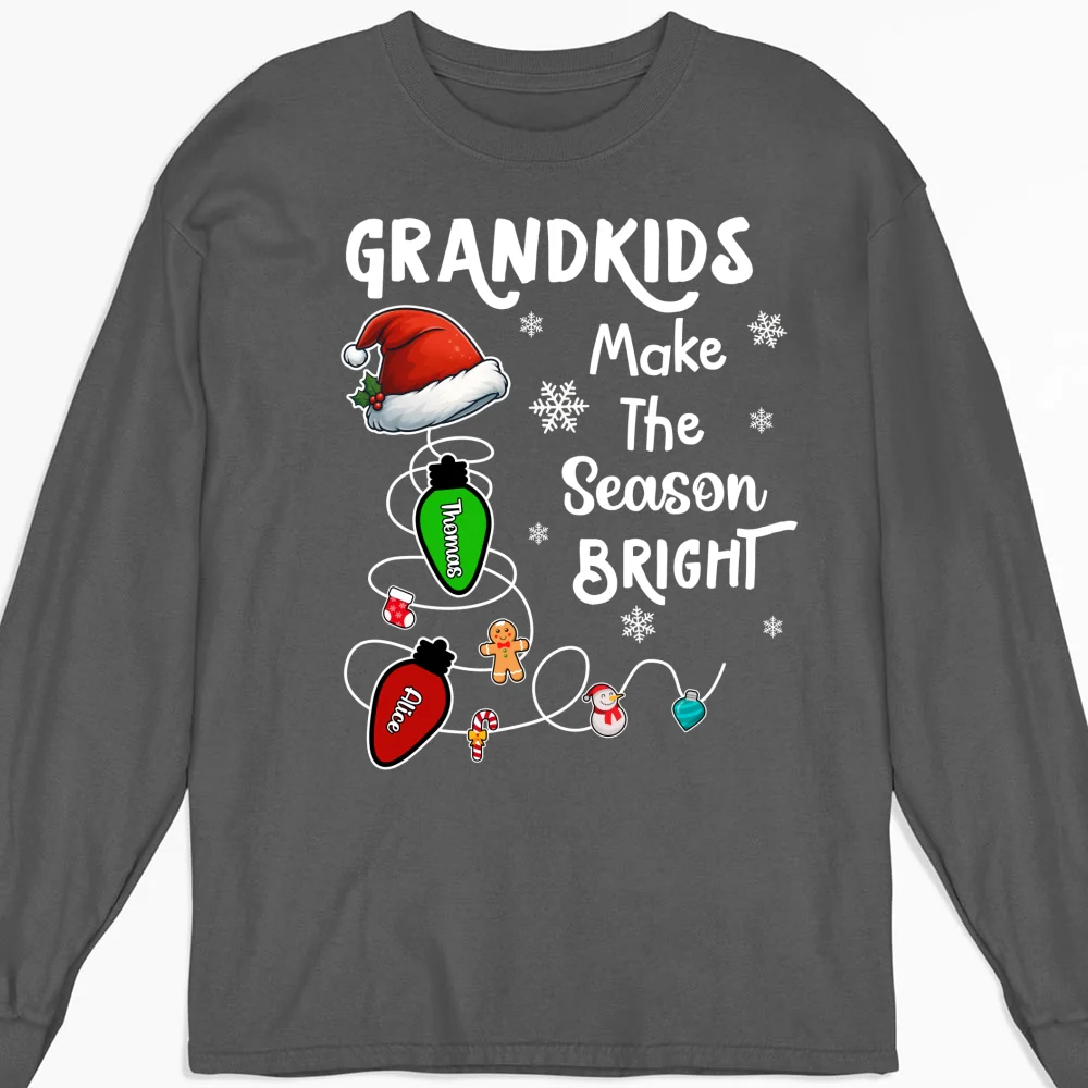Grandkids Make The Season Bright - Personalized Custom Shirt - Image 11
