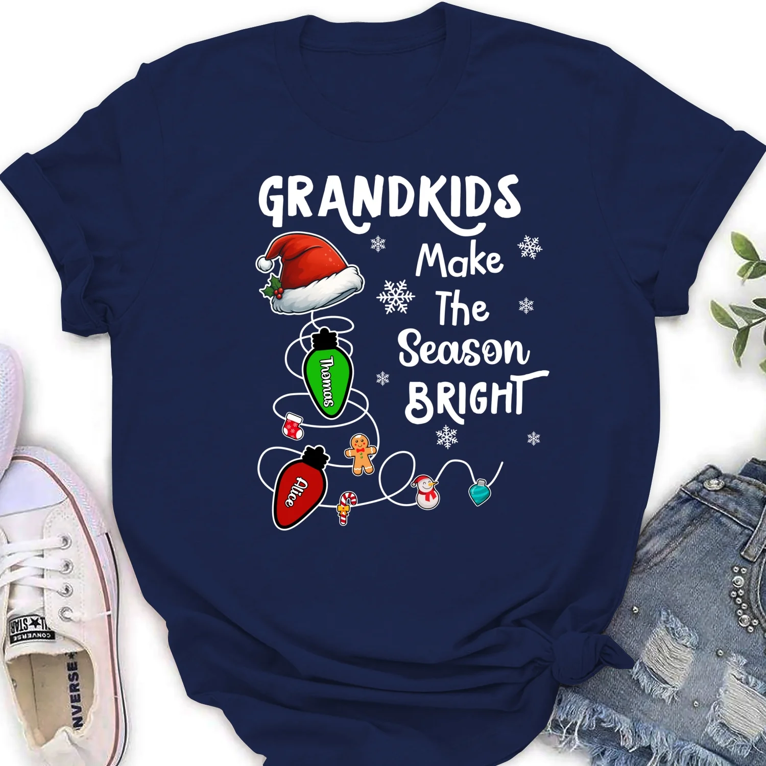 Grandkids Make The Season Bright - Personalized Custom Shirt - Image 18