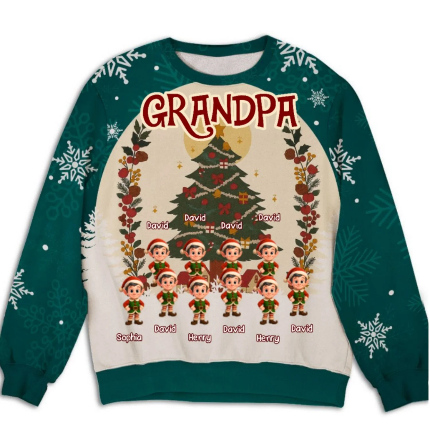 Grandkids Snowflake Red - Personalized Custom All-Over-Print Sweatshirt - Image 6