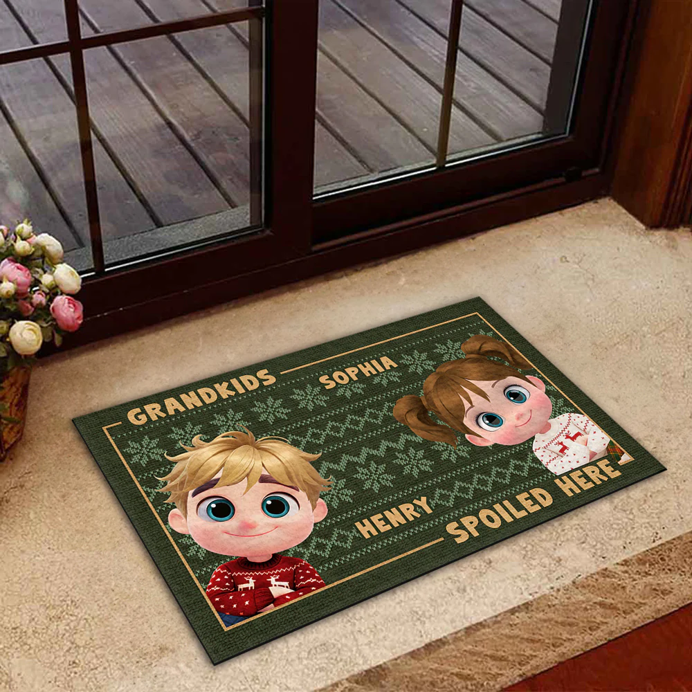 Grandkids Spoiled Here Merry Christmas - Personalized Custom Doormat - Image 4