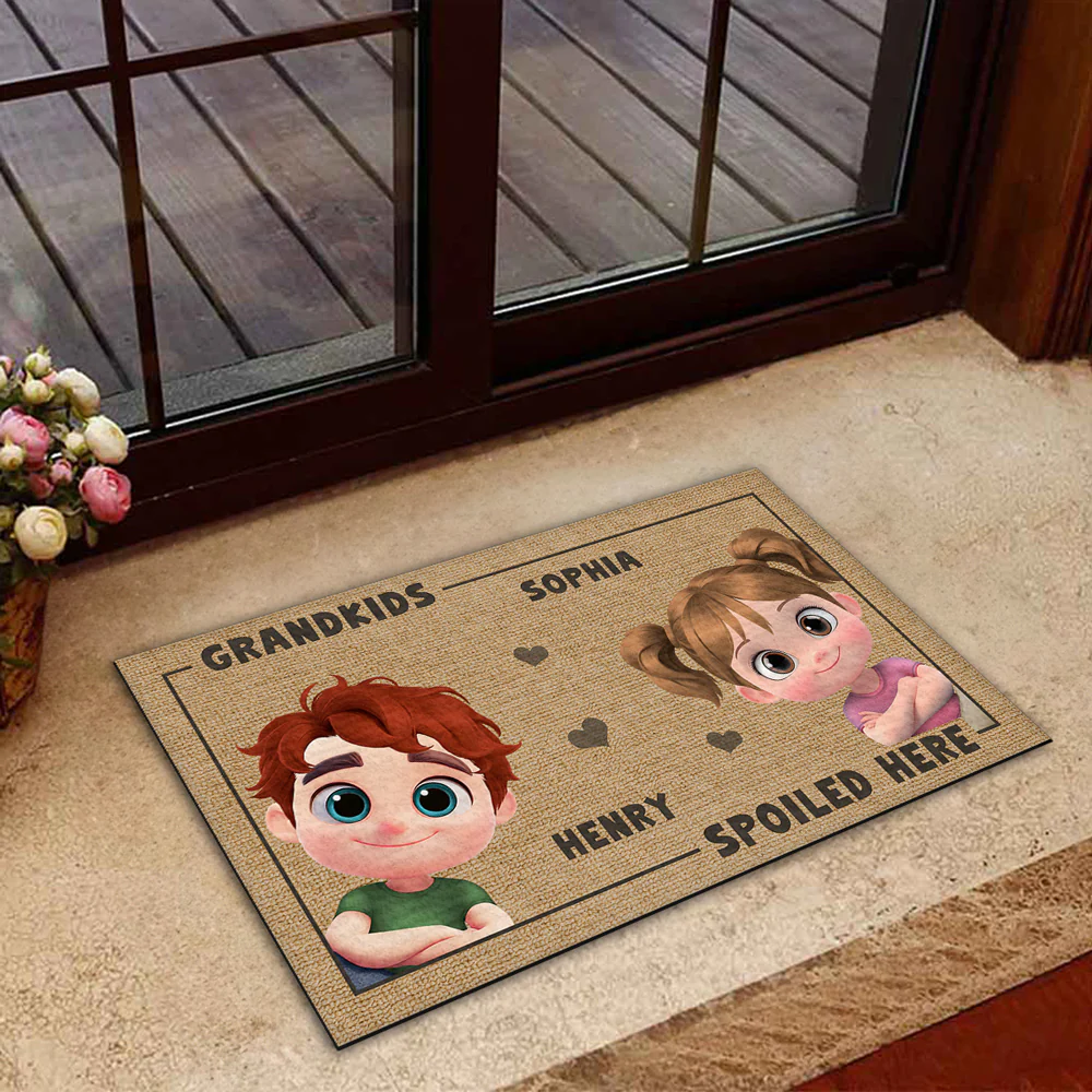 Grandkids Spoiled Here - Personalized Custom Doormat - Image 4