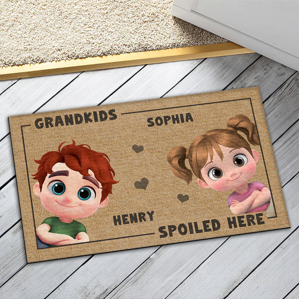 Grandkids Spoiled Here - Personalized Custom Doormat - Image 5