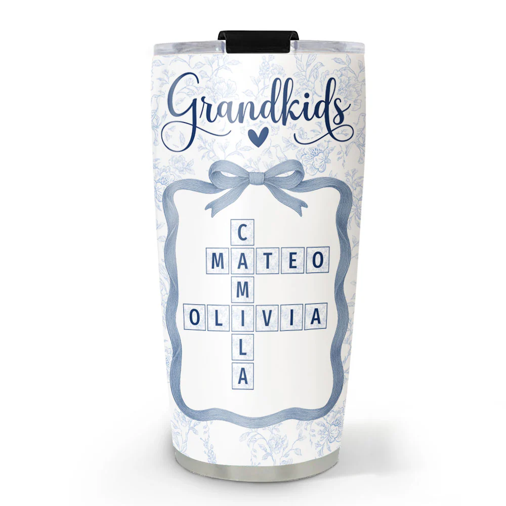 Grandkids Toile De Jouy Crossword - Personalized Custom Tumbler