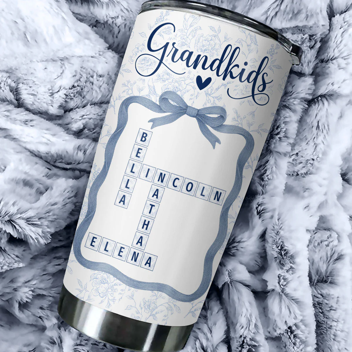 Grandkids Toile De Jouy Crossword - Personalized Custom Tumbler - Image 2