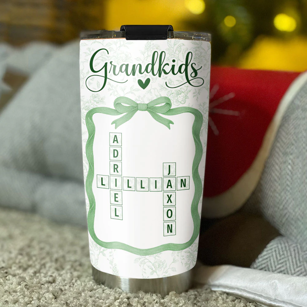 Grandkids Toile De Jouy Crossword - Personalized Custom Tumbler - Image 4