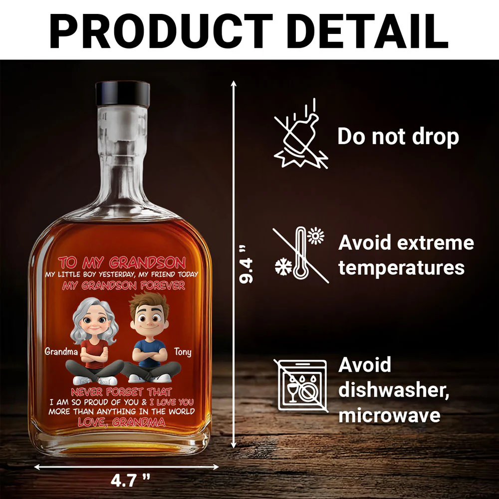 Grandma And Grandson Forever - Personalized Custom Spirits Decanter - Image 4