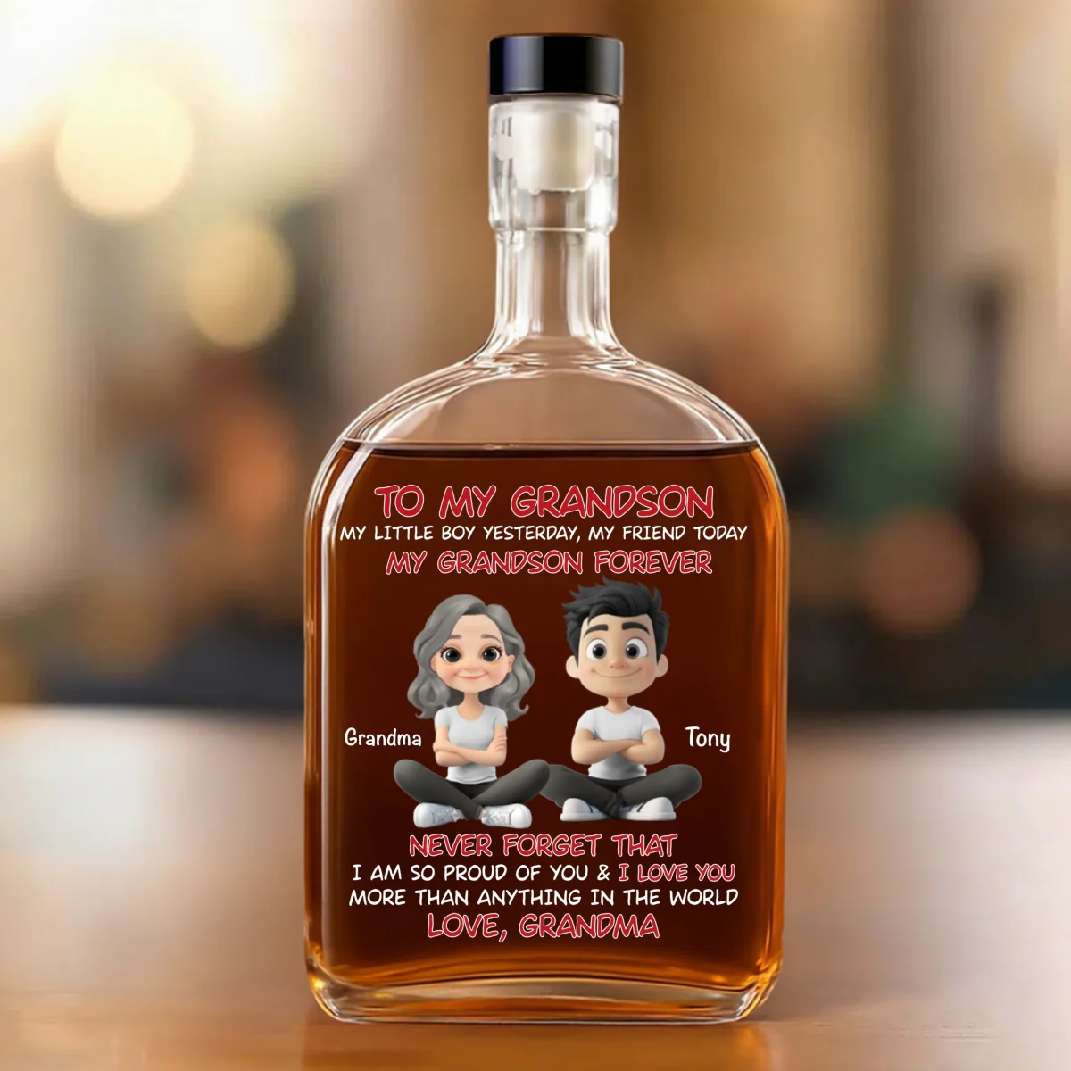 Grandma And Grandson Forever - Personalized Custom Spirits Decanter - Image 7