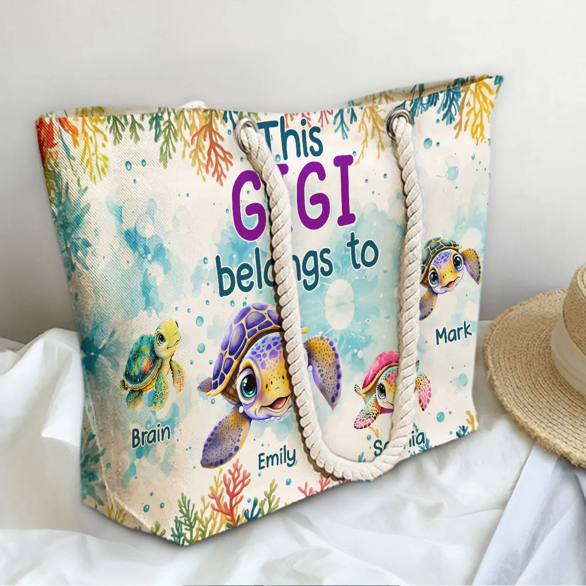 Grandma Belongs To - Personalized Custom Beach Bag - Image 4