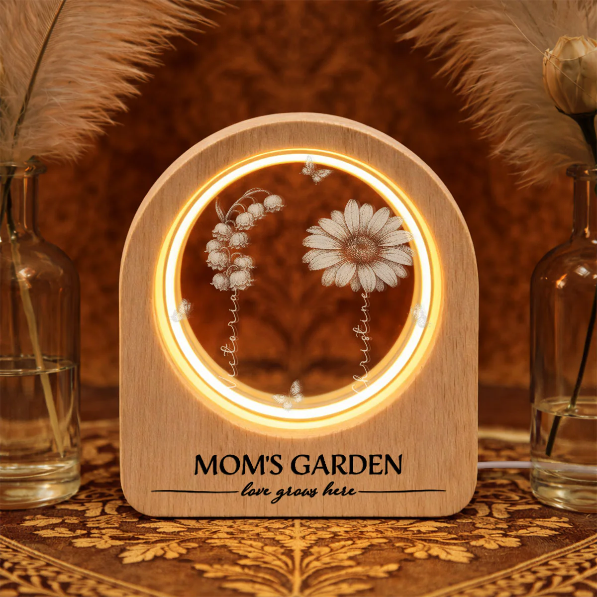 Grandma Birth Month Garden - Personalized Custom 3D Crystal Photo Portrait LED - Image 5