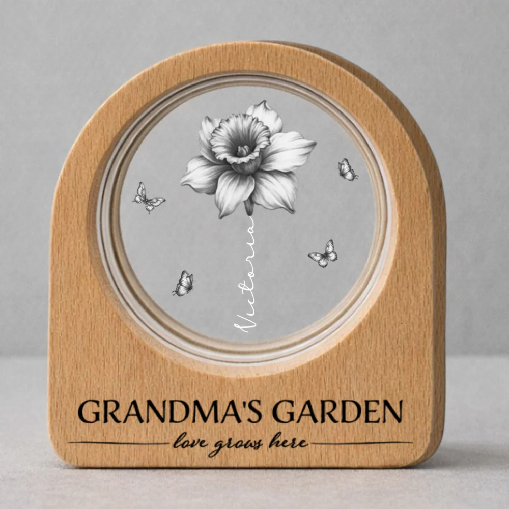 Grandma Birth Month Garden - Personalized Custom 3D Crystal Photo Portrait LED - Image 6