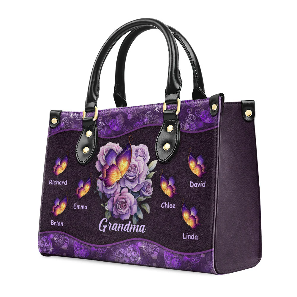 Grandma Butterfly - Personalized Custom Leather Bag - Image 5