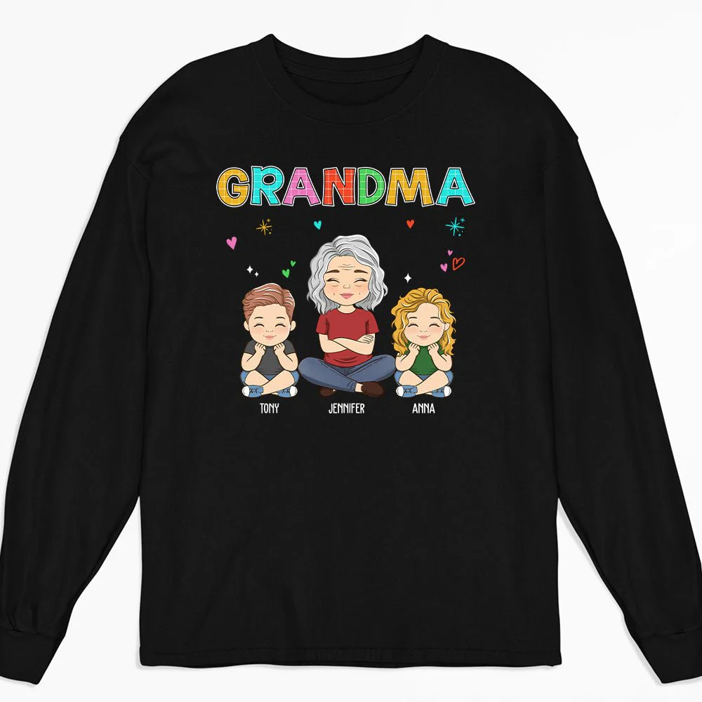 Grandma Colorful - Personalized Custom Long Sleeve T-shirt