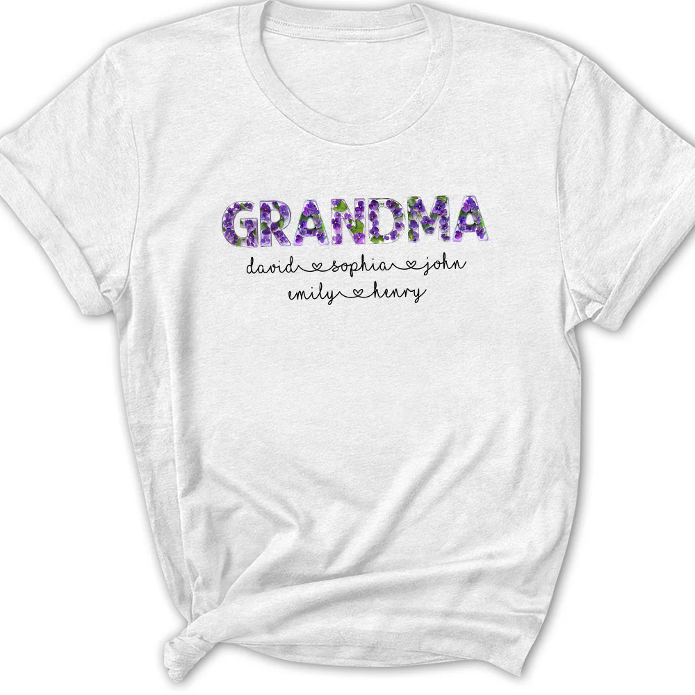 Grandma Custom Birth Month Flower - Personalized Custom Shirt - Image 2