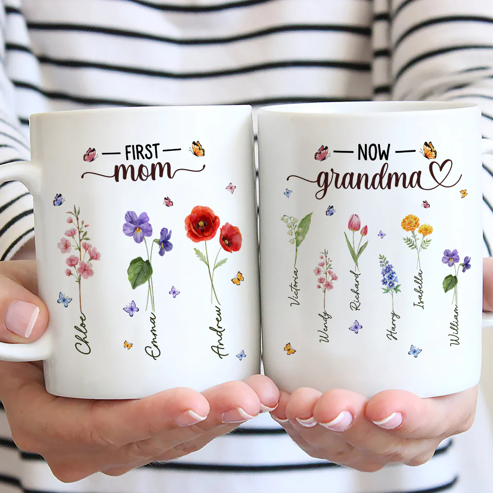 Grandma Flowers - Personalized Custom Coffee Mug - Image 2