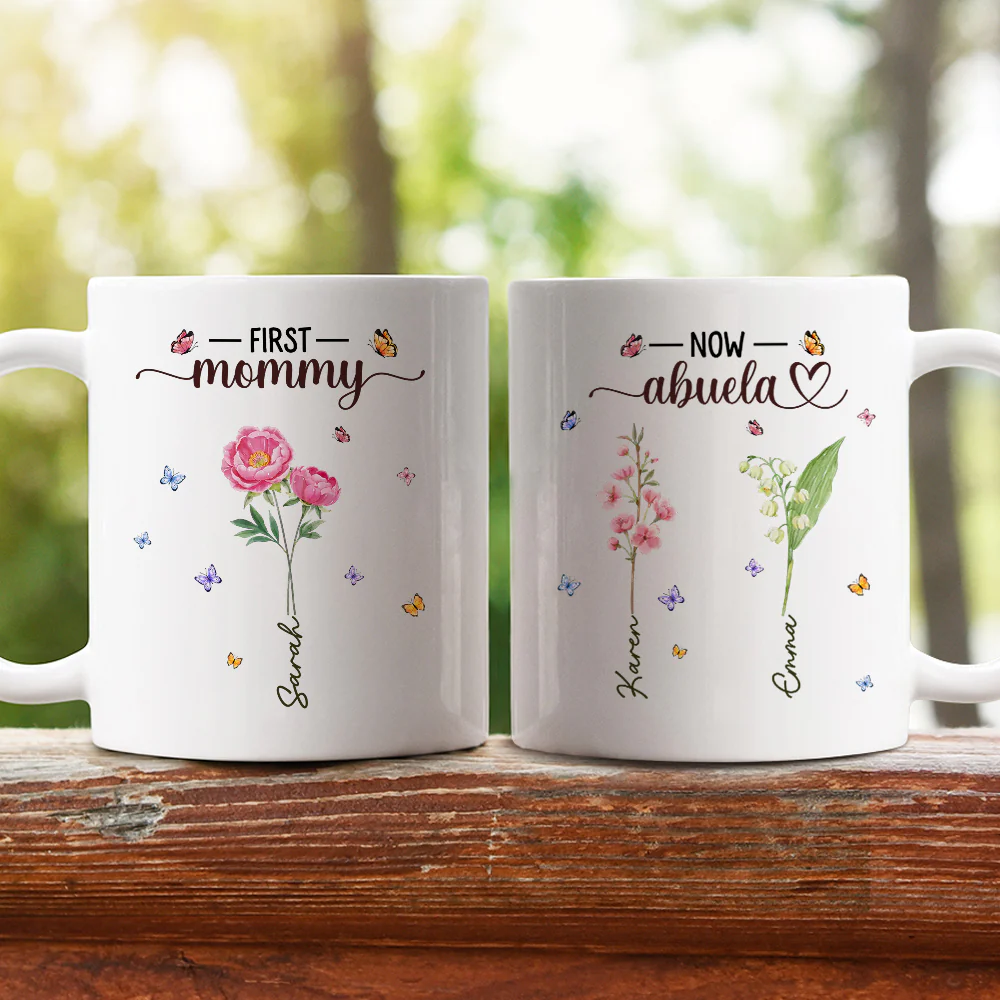 Grandma Flowers - Personalized Custom Coffee Mug - Image 3