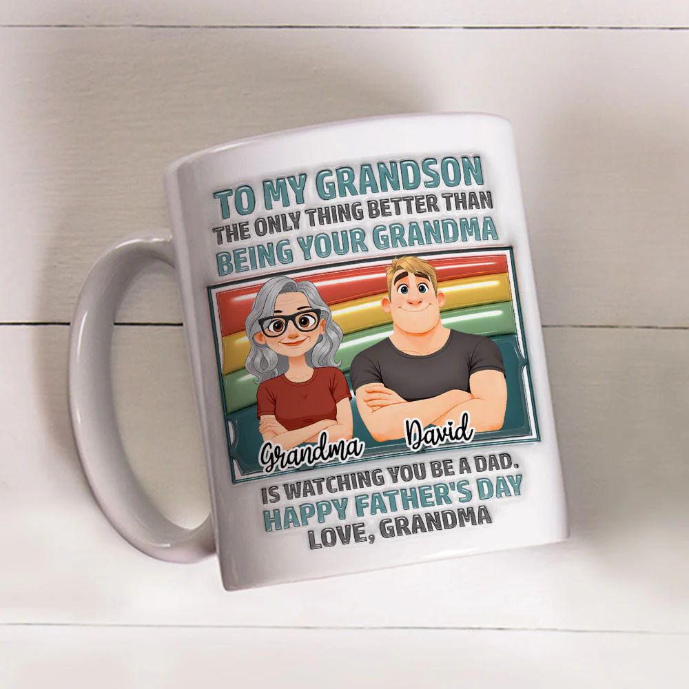 Grandma For My Grandson One And Only - Personalized Custom 3D Inflated Effect Mug - Image 3