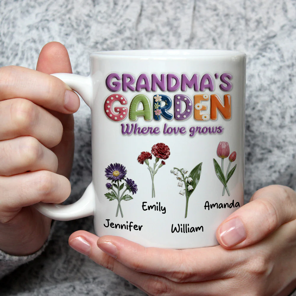 Grandma Garden Flower - Personalized Custom 3D Effect Mug - Image 3
